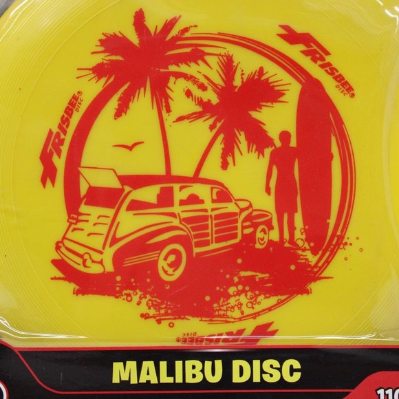 Wham O Frisbee Malibu Disc Recreation Line Woodie Wagon Surfer Palm Tree Beach - Picture 2 of 4